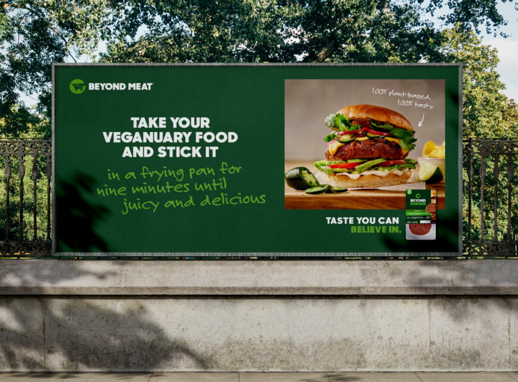Beyond Meat billboard. Beyond Meat has shared a playful new billboard poking fun at misconceptions about Veganuary.