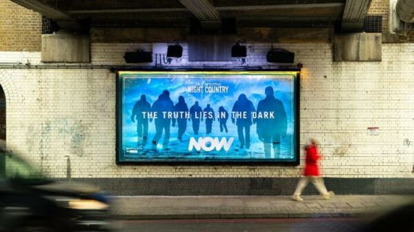 Now billboard. Streaming giant Now uses light sensitive paint to bring darkness in new  OOH billboard to marks the latest series of "True Detective: Night Country".