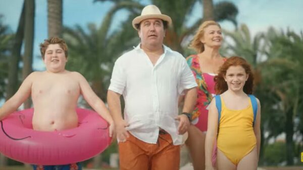 Screenshot from On the Beach campaign featuring family of four at the beach. On the Beach Holidays has hit back at comments about its campaign which it deemed "fattist" and "snobby".