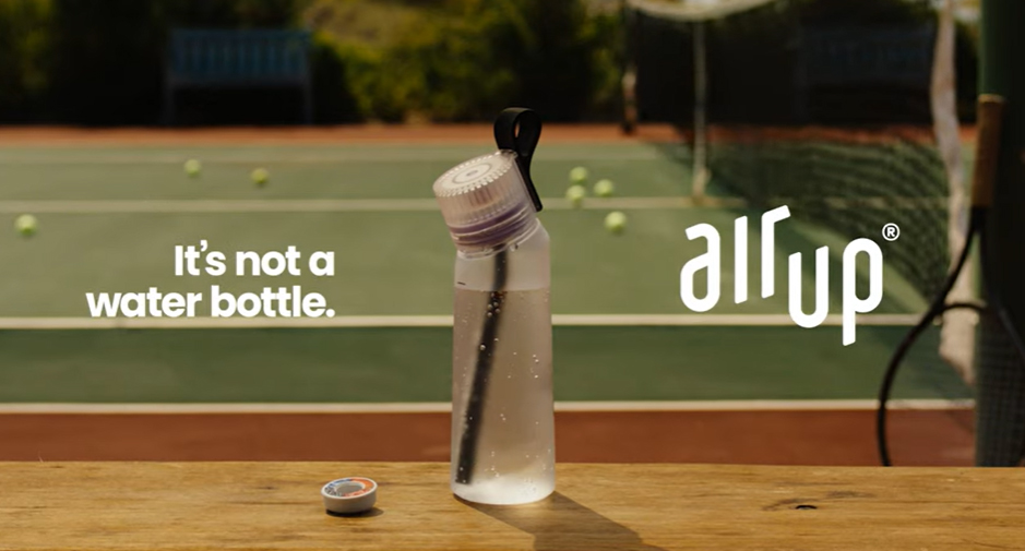 Shot from Air up. Air up is launching its first TV campaign in the UK to mark the appointment of the UK's largest media agency 7stars, showcasing the features of the bottle.