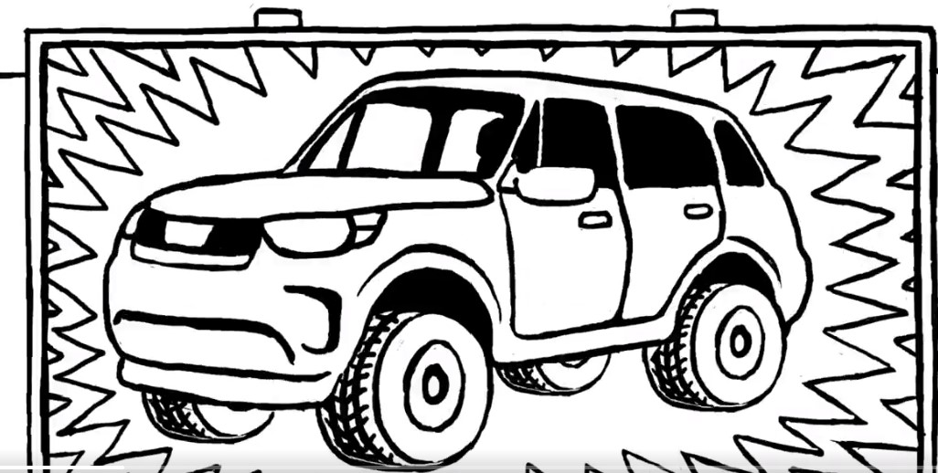 Drawing of cars from Badvertising video. Campaign group Badvertising has launched a fresh video which highlights the environmental impact of car adverts.