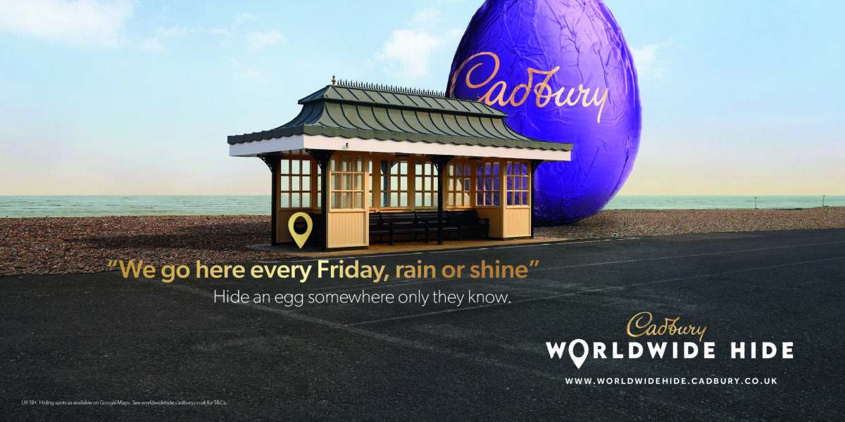 Cadbury Easter OOH. Cadbury puts spin on traditional Easter egg hunt by showcasing its online 'The Cadbury Worldwide Hide' platform through a series of OOH posters.