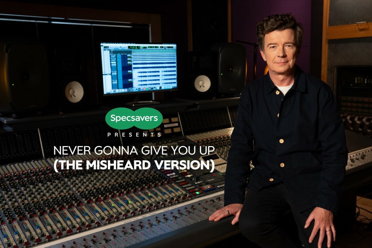 Specsavers misheard version advert. Specsavers 'Misheard' audio campaign starring Rick Astley is set to hit the radio, after a successful launch in 2023 (with the tease and reveal generation 8 million organic social views in 48 hours).