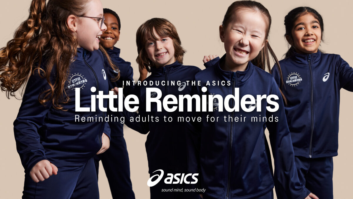 Image showing the young influencers. Asics is enlisting children as "Little Reminders" influencers in order to get adults thinking back to a time when exercise was fun.