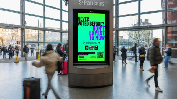 Oliver billboard in St Pancras saying "Never voted before? Don't expect to now". Oliver has created a pan-London OOH campaign entitled "No pic, no vote" to raise awareness of the need for photo ID in order to vote in the London Elections on 2 May 2024.