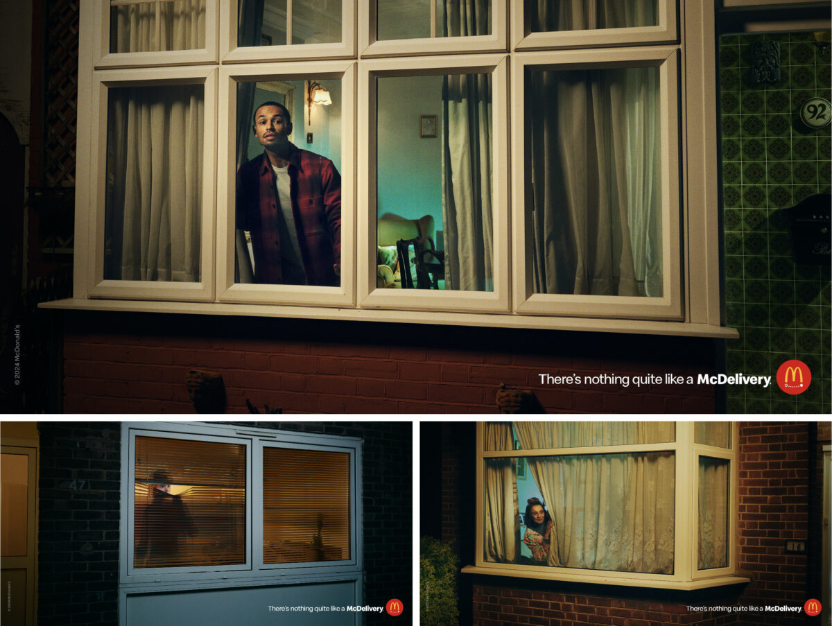 Stills from the 'McDelivery Anticipation' showing McDonald's fans at their window eagerly awaiting the arrival of their delivery. McDonald's UK and creative partners have shared a new campaign which highlights the anticipation that customers have while waiting for a McDelivery.