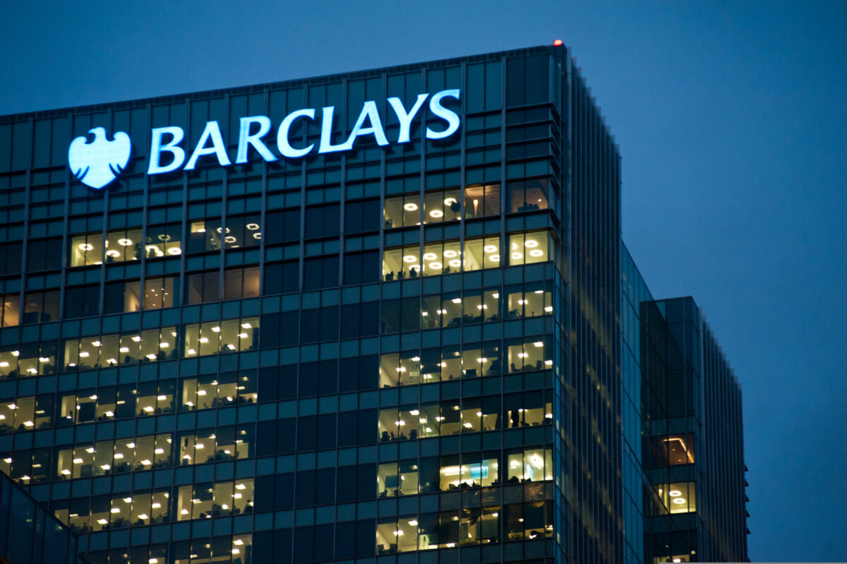 Barclays has appointed Born Social as its newest social media account across Barclays UK and Barclaycard brands. The image shows Barclays Canary Wharf offices lit up at night time.