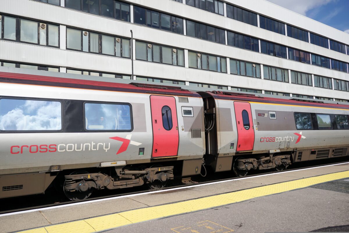 Image shows a Cross Country rail train. The ASA has banned an advert for CrossCountry Trains which said that first class passengers would be given free food and drink during their journey.