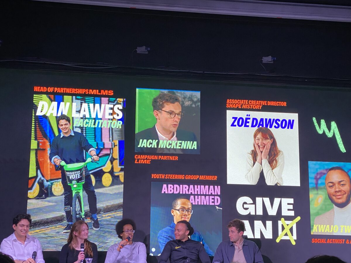The panel at the Give an X event featuring Zoe Jessica Dawson, Abdirahman Ahmed, Kwajo Tweneboa, and Jack McKenna. At the Give an X campaign launch on Friday (April 29) there was a much needed sigh of relief, the type that’s coupled with a celebratory tipple.