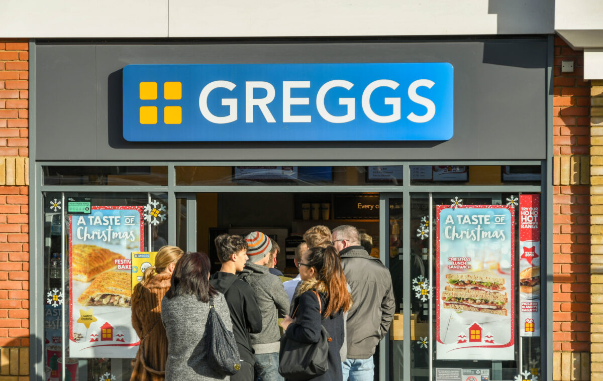 A crowd queues eagerly outside a Greggs store. Greggs has come out second for brand strength, while Robinsons and Fairy are also among the smaller more focused brands that dominate Brand Finance's list.