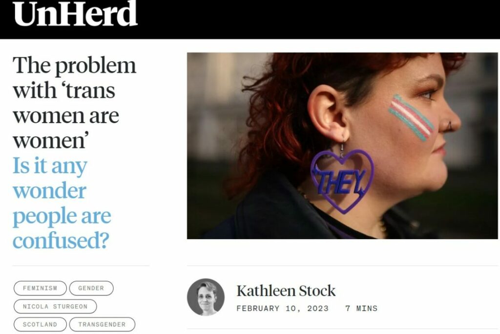 Screenshot of an article from UnHerd which is entitled "The problem with 'trans women are women'. Current affairs website UnHerd has found itself in the midst of a boycott from many online advertisers after publishing articles deemed to be "anti-trans".