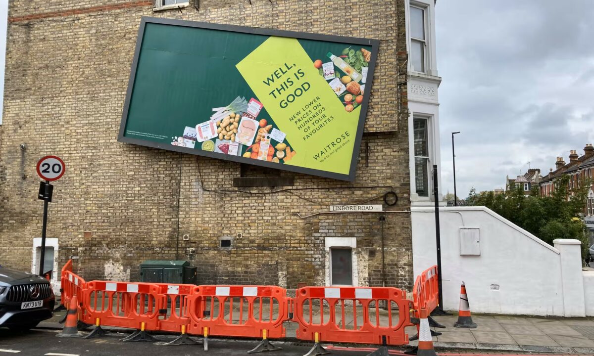 Waitrose looked as if it had been cutting corners as a London council fenced off an advertising billboard amid fears it could be a risk to public safety.