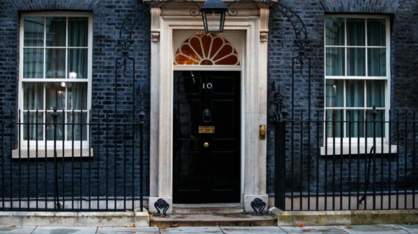 Number 10 door at Downing Street. New research reveals that music tracks could play a key role in improving the electoral chances in this year's general election.