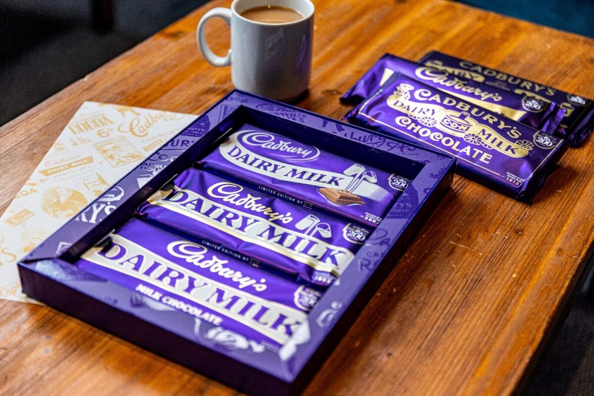 A memory box with vintage Cadbury packaging. Cadbury and Alzheimer's UK have distributed 4,000 memory bar boxes to people living with dementia and their loved ones to coincide with Dementia Action Week (13 May to 19 May).