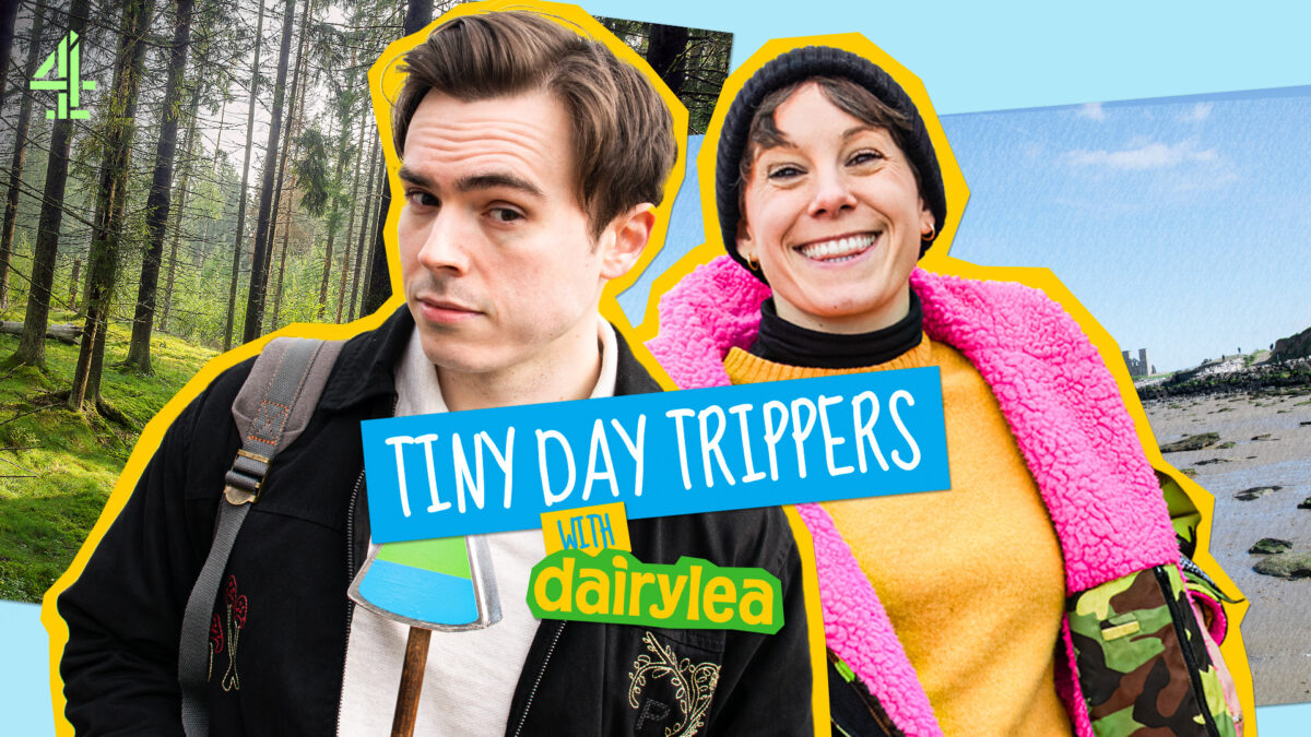 Suzi Ruffell and Rhys James and text reading "Tiny Day Trippers with Dairylea". Channel 4 is teaming up with Dairylea to create a new social first brand series starring comedians Suzi Ruffell and Rhys James.