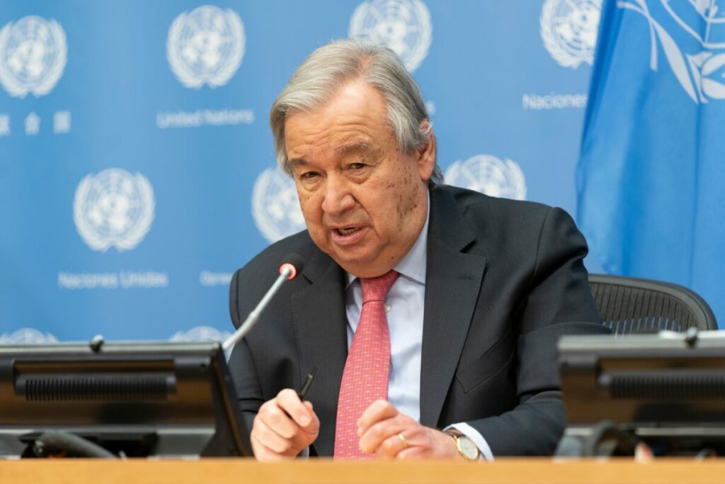 UN Secretary General carrying out an official speech. UN Secretary General António Guterres has called for a global band on fossil fuel advertising, in a major speech which has been described by industry activists as "historic".