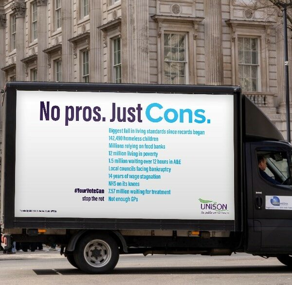 Unison is aiming to mobilise its members and calling on the public to vote Labour in the upcoming general election via an out-of-home campaign.