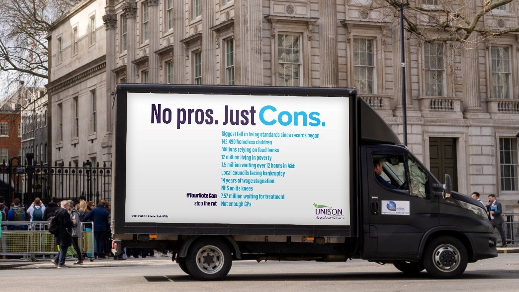 Unison is aiming to mobilise its members and calling on the public to vote Labour in the upcoming general election via an out-of-home campaign.