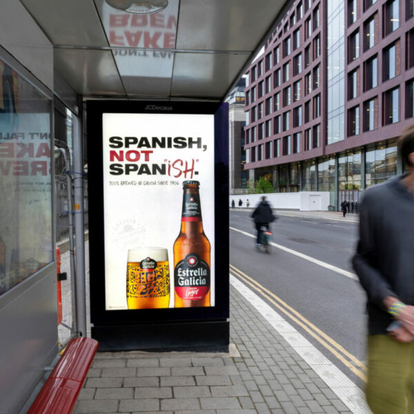 An Estrella ad reads Spanish not Span-ish. Estrella Galicia is investing £10m to drive brand awareness in the UK, including fresh bursts for the brand's ongoing 'Spanish' not 'Span-ish' campaign and its McLaren and Moto GP sports sponsorships.