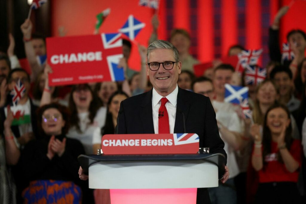 A smiling Keir Starmer in front of crowds cheering and waving flags upon the news of a Labour victory after 14 years. There was a rise in hate speech in the run up to the election, according to new data from DoubleVerify's Election Task Force.