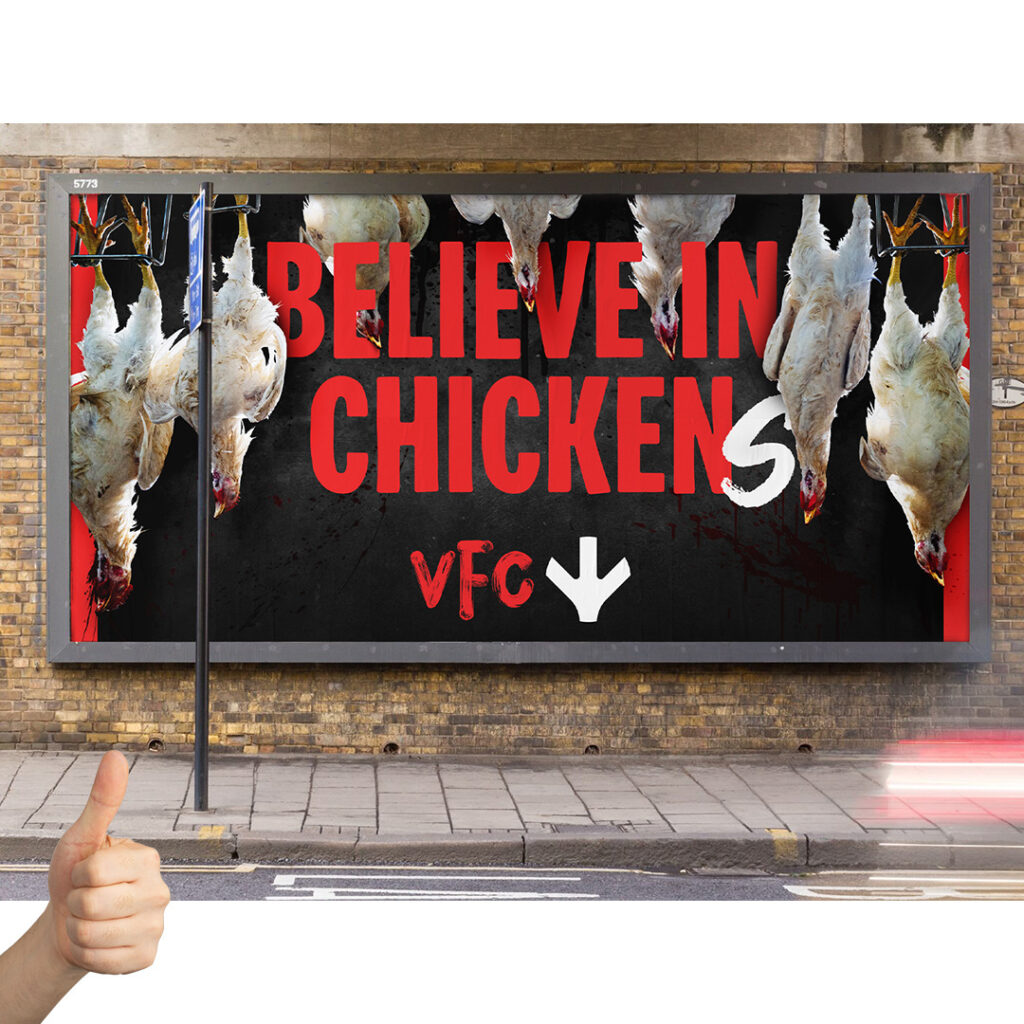 VFC is calling out the perceived hypocrisy of KFC's latest 'Believe in Chicken' campaign, by asking the public to 'Believe in Chickens' instead.
