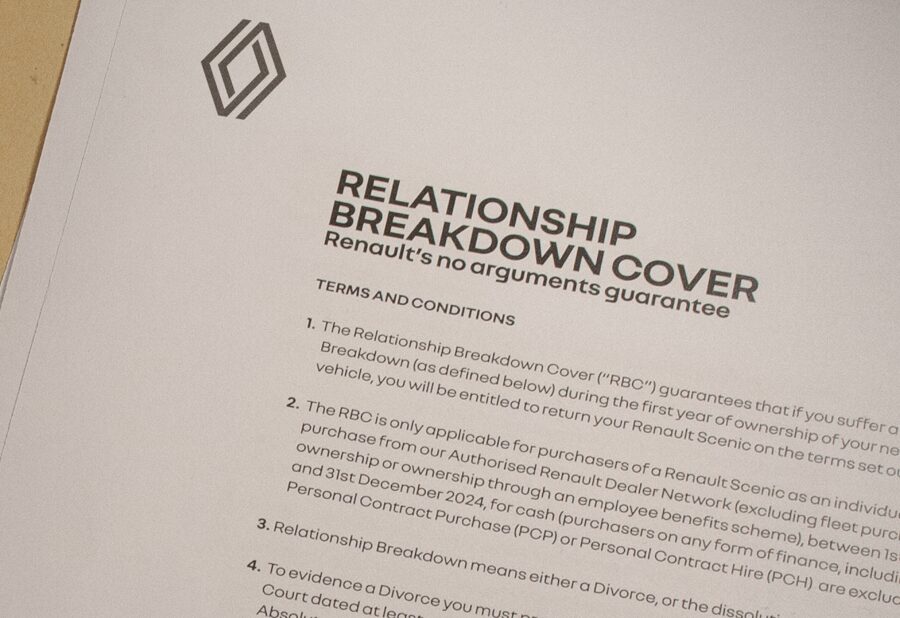 A document that looks like a car insurance letter. Publicis London and Renault have launched the first ever 'Relationship Breakdown Cover', in its latest creative calling upon couples to end the "car-gument".
