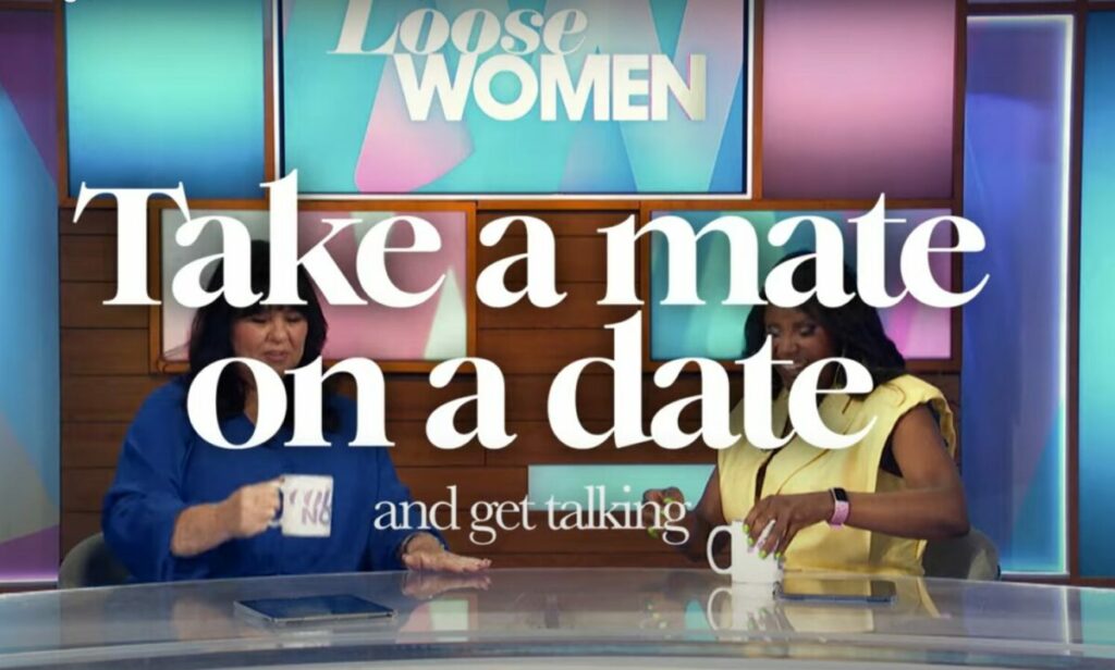 A snap from the 'Take A Mate On A Date' video. ITV has centred friendship in the latest instalment of its 'Britain Get Talking' campaign, Entitled 'Take A Mate On A Date'.