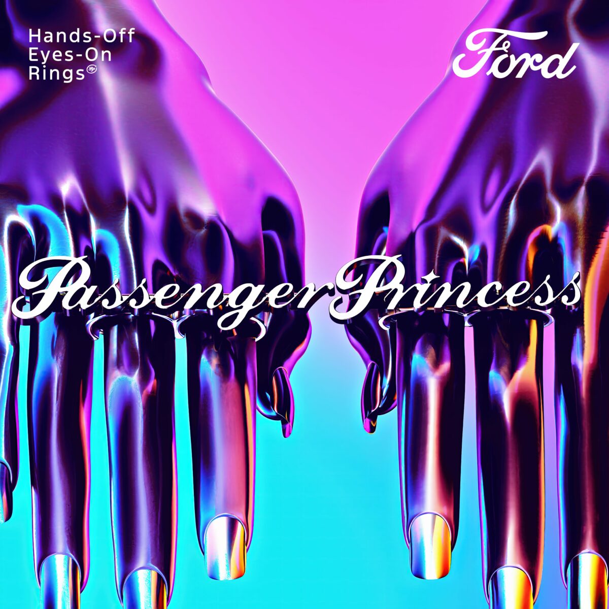 Image showing passenger princess ring product in metallic, pink and blue. Ford UK has announced a new social campaign which uses influencers and merchandise to showcase assistive driving technology.