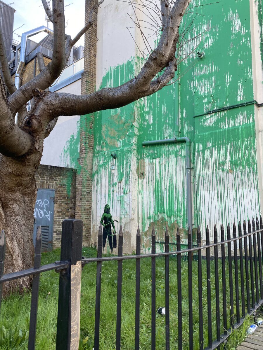 Famous Banksy painting a girl with green paint which from afar makes the tree look like it has leaves. Former Unilever marketing VP and Peccorino founder Ian Maskell believes Banksy is the perfect CMO for three reasons: values, purpose and personality.