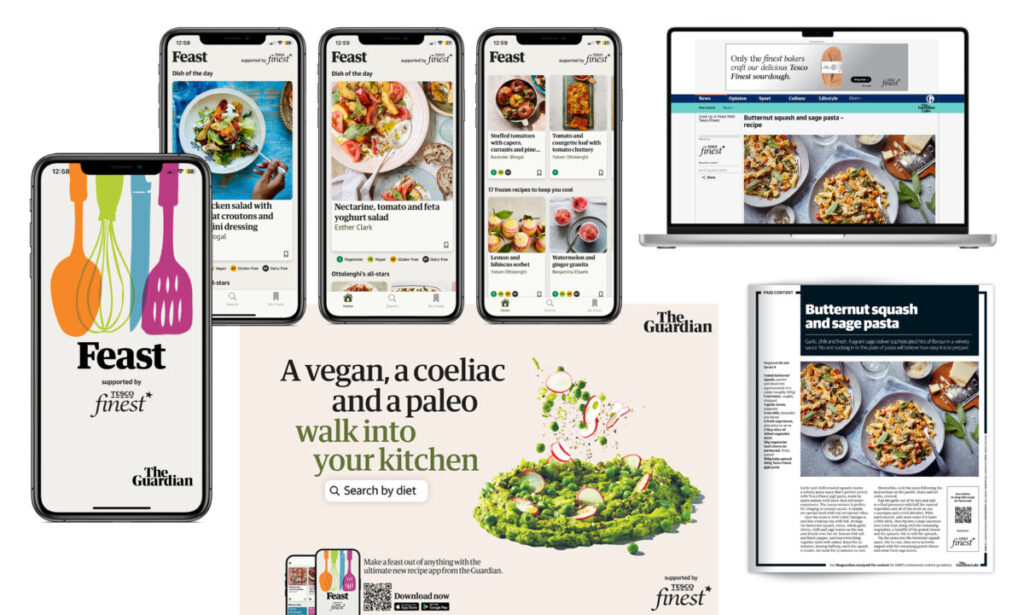 Tesco Finest has been unveiled as the exclusive launch partner for The Guardian's new 'Feast' app, designed to offer a modern spin on cooking.
