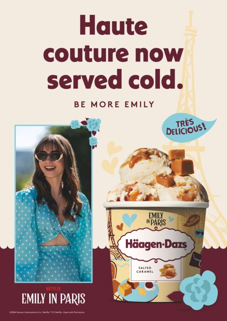 Haagen-Dazs has partnered with hit Netflix show Emily in Paris ahead of the impending release of its highly-anticipated fourth season.