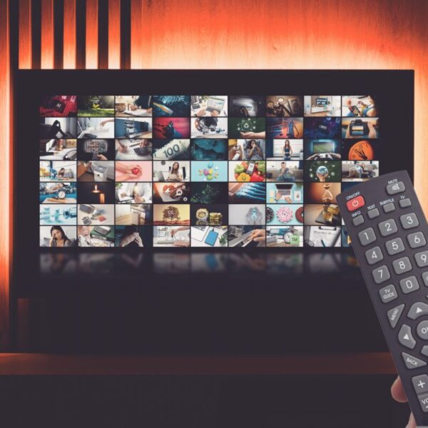 Remote pointed at television screen with an array of subscription VOD svices to choose from. Some 20 million UK homes (68%) have access to some form of subscription video-on-demand (VOD) service in Q2 2024 according to data from Barb's 'Establishment Survey'.