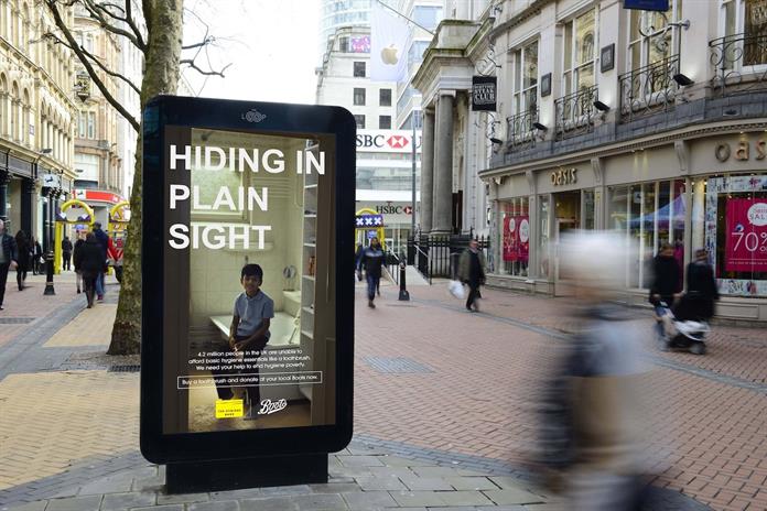 Non-profit organisation The Hygiene Bank is using digital out-of-home technology to raise awareness of hygiene poverty in the UK, highlighting the fact it impacts 4.2 million people.