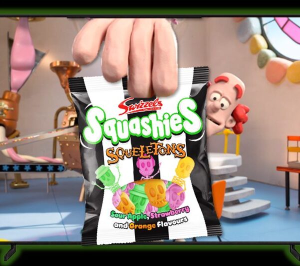 Swizzels has partnered with Beetlejuice Beetlejuice for a Halloween-themed campaign to celebrate its new Squashies Squeletons sweets.