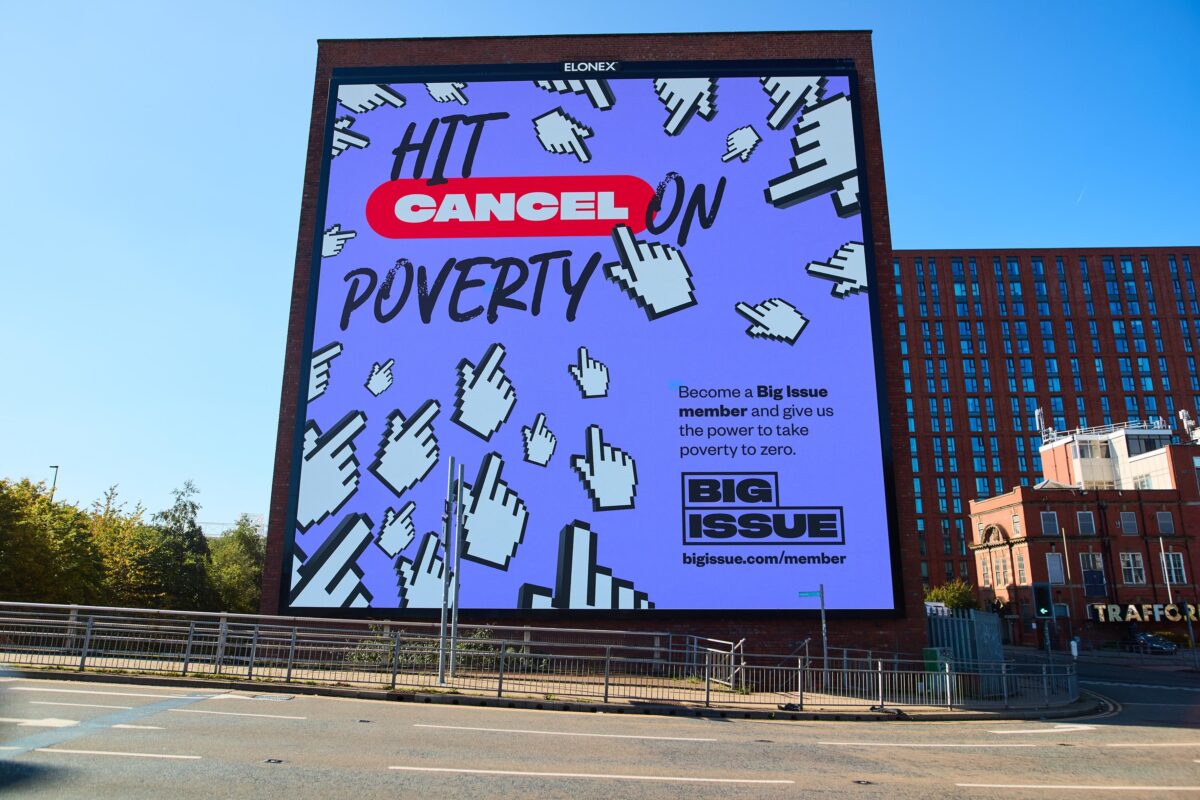A graphic Graphic Big Issue campaign 'gives poverty the finger' as it urges people to sign up to the social enterprise's new membership scheme.