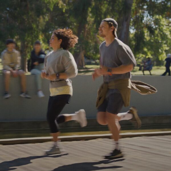The couple run alongside each other. Samsung taps into couple rivalry in a new global health-focused campaign created to highlight the businesses Galaxy AI tools.
