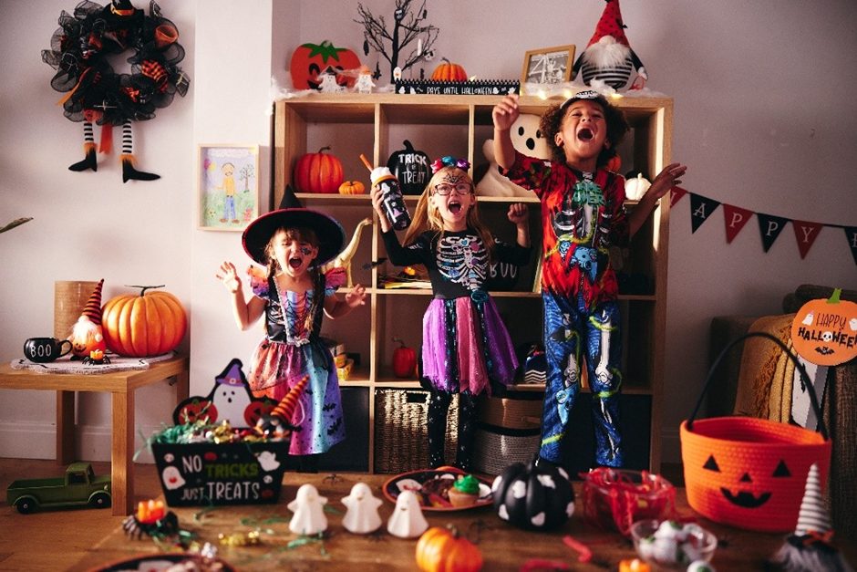 A family kitted out in Matalan Halloween goods. The 10-second spot for Matalan is voiced over by Diane Morgan (of Motherland and Philomena Cunk) and spotlights the retailer's Halloween stock.