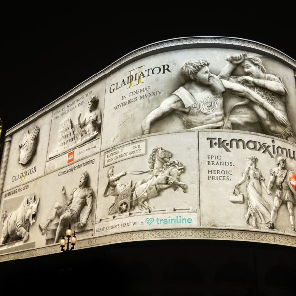 Paramount Pictures transformed the Piccadilly Lights into stone over the weekend to celebrate the release of Gladiator II.