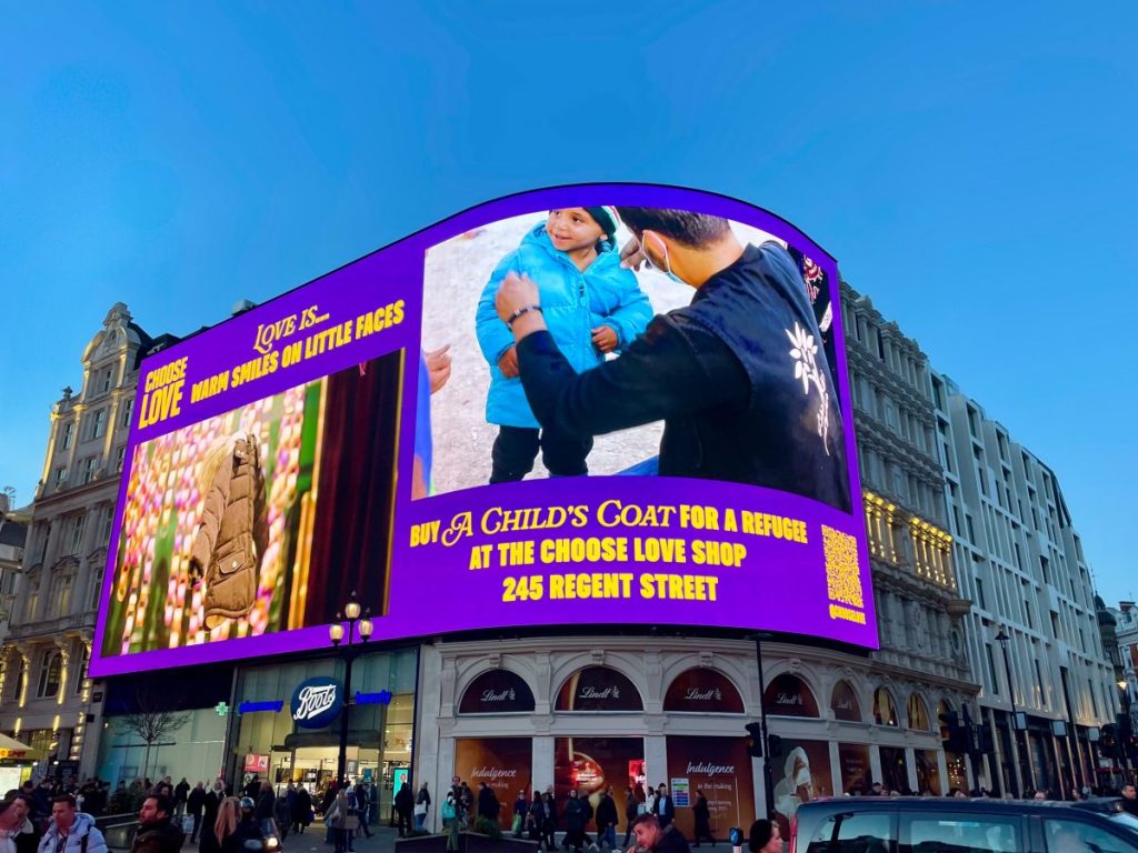 Humanitarian aid group, Choose Love encourages shoppers to “choose love” this festive period with its heartwarming campaign for its new Regent Street Store.