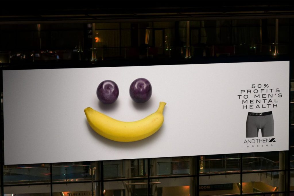 Boxer shorts brand, AndThen, aims to support men’s mental health in its newest out-of-home campaign.