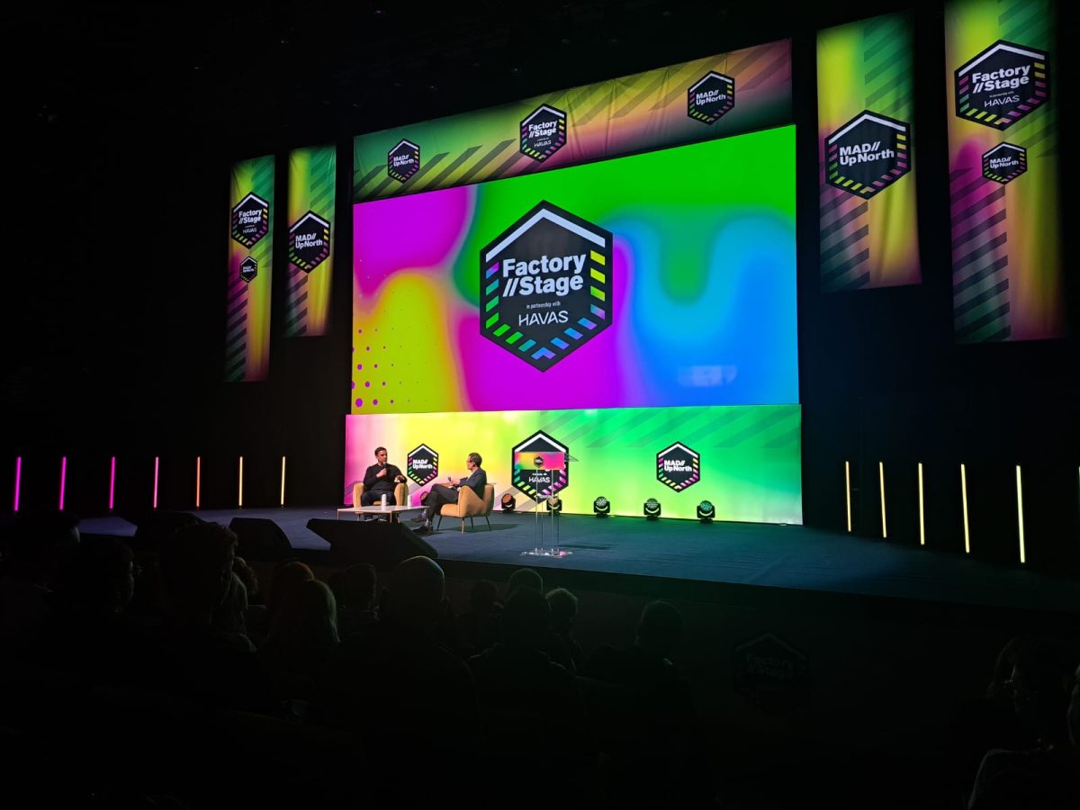 Manchester United captain Gary Neville at MAD//UpNorth, speaker New Digital Age editor, Justin Pearse.