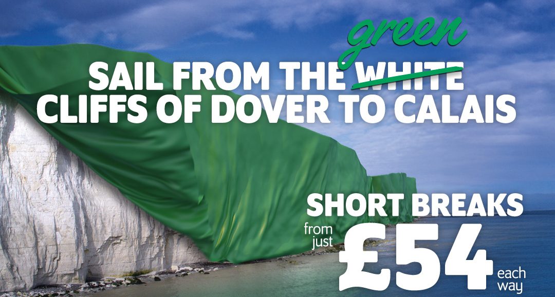 Transport firm Irish Ferries is turning the White Cliffs of Dover green for a new integrated campaign promoting its popular Dover to Calais route
