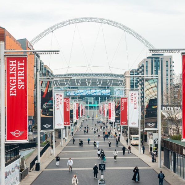 BMW-owned car manufacturer Mini has unveiled a takeover around Wembley Stadium ahead of England’s first qualifying match for the 2026 World Cup.