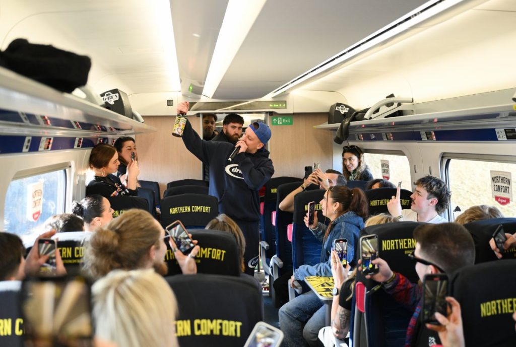 American whiskey firm Southern Comfort threw a party on a train to celebrate the launch of ‘Northern Comfort', a limited-edition bottle.