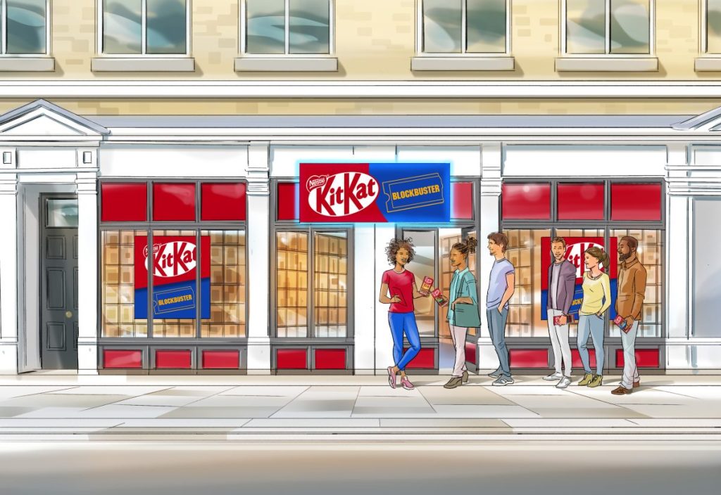 Chocolate brand KitKat has relaunched the 90s video rental store Blockbuster to celebrate the launch of its sharing bars.