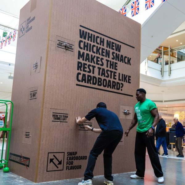 Snack brand Peperami has unveiled a cardboard installation at The Glades shopping centre in Bromley, London, to celebrate the release of its new Chicken Tikka Skewers.