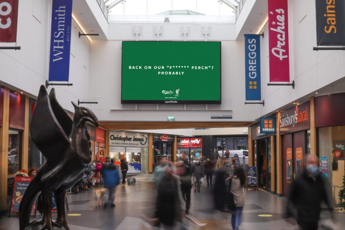 Liverpool FC's long-time brand partner Carlsberg is celebrating the club's record-equalling 20th league title with a cheeky series of billboards