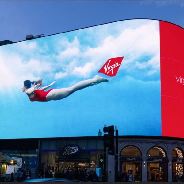 Virgin Atlantic has unveiled a striking out-of-home activation at London's Piccadilly Lights, forming part of its 'Be a Rainbow' campaign.