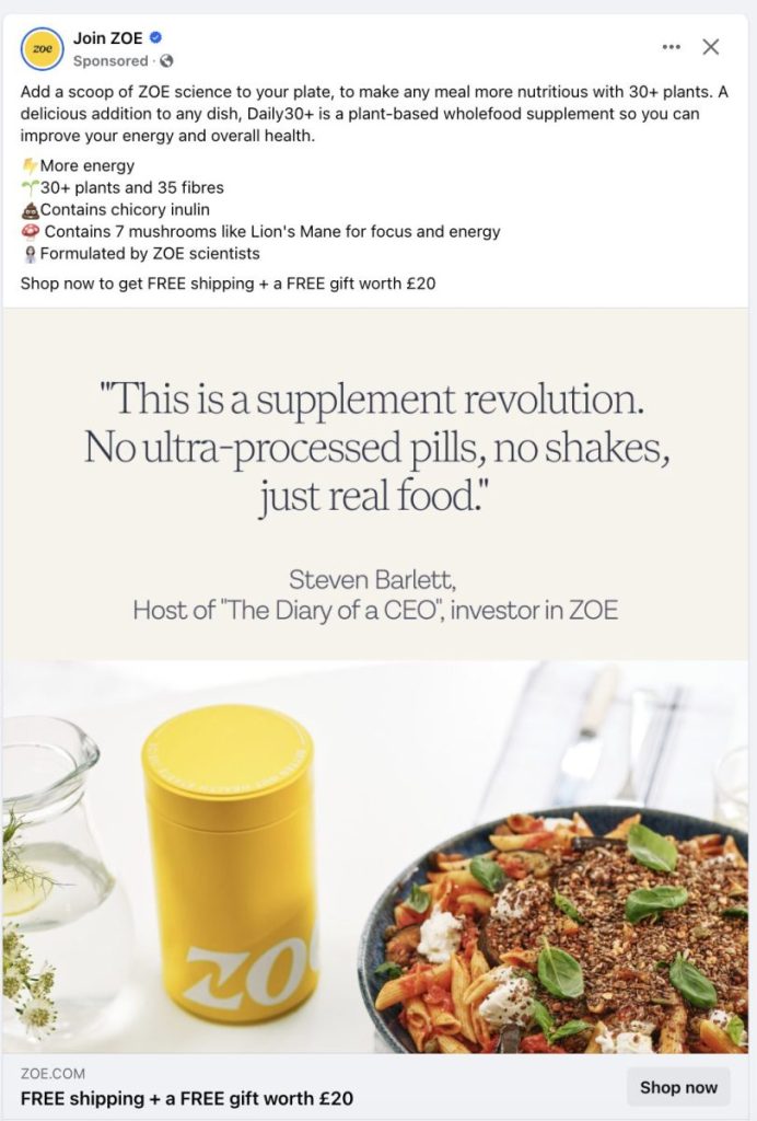 The Advertising Standards Authority (ASA) has upheld a ruling against food supplement retailer Zoe for containing ultra-processed ingredients.