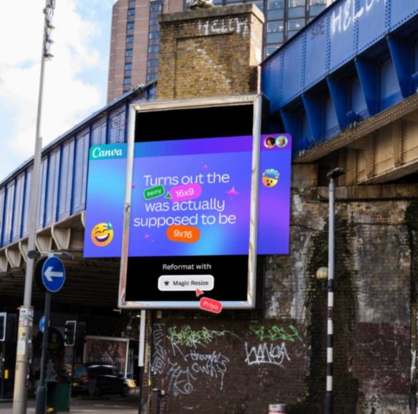 Canva is poking fun at digital marketing mishaps with a larger-than-life special build OOH at London's Waterloo gallery kicking off a wider campaign.